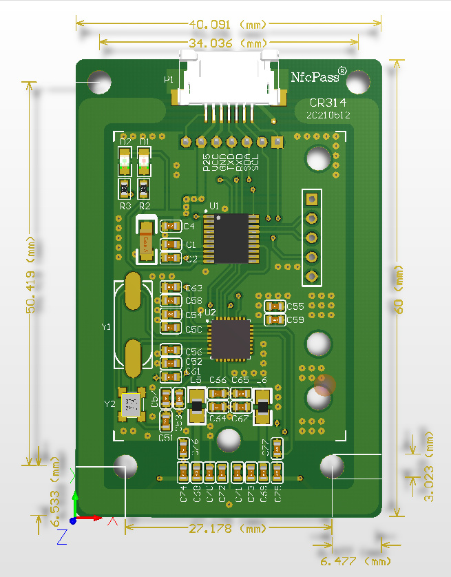CR314 Low Power Cost ISO15693 Reader module001